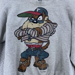 Vintage Hip Hop Taz 2-Sided Looney Tunes Sweatshirt M/L Cartoon Crewneck 90s